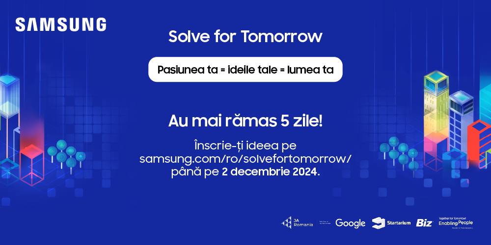 Ultimele 5 zile pentru înscrierea în competiția Solve for Tomorrow!