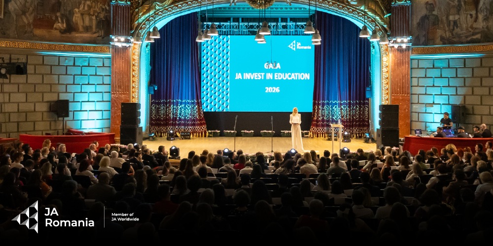 Gala Junior Achievement (JA) – Investește în Educație 2026 a reunit  comunitatea care susține dezvoltarea educației aplicate pentru tineri