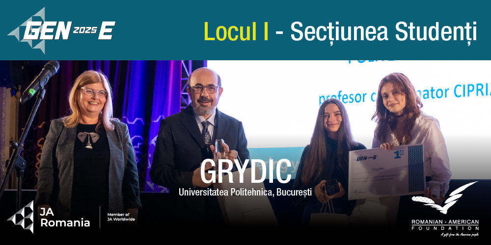 Echipa câștigătoare a competiției Gen-E, secțiunea „Studenți”: Grydic – Universitatea Politehnica din București